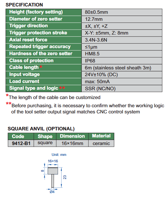 Zero Setter With Cable (5 side) - 9412