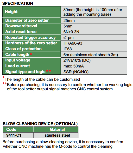 Zero Setter (With Cable) - 9411