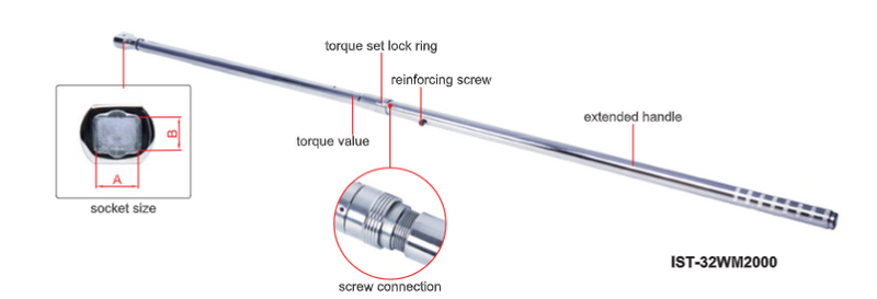Extended Handle Interchangeable Head Torque Wrench - IST-32
