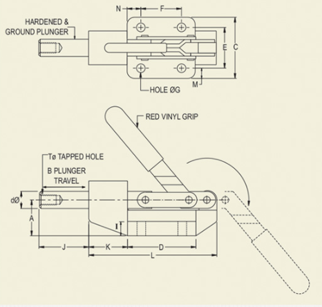 Push / Pull Action Toggle Clamp - Centre Base : PATC