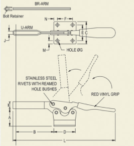 Hold Down Toggle Clamp - Horizontal Handle - Thumb Type : HDTC