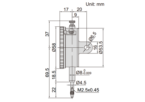 Dial Indicator, Basic Type 10MM - 2301