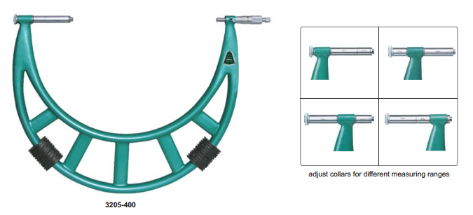 Outside Micrometer With Extension Anvil Collar (Long Range) - 3205