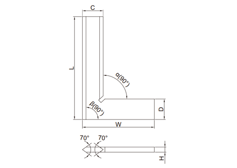 90° Beveled Edge Squares, (DIN875 , grade 00)  - 4790