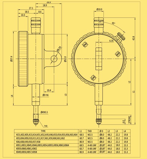 Baker Dial Indicator 0.001-1MM : K17S