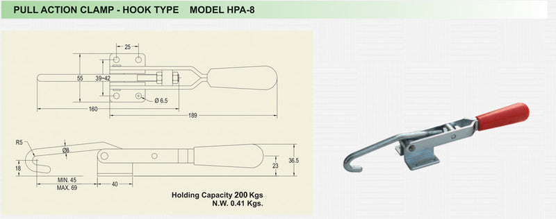 Pull Action Clamp - Hook Type : HPA