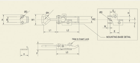 Horizontal Latch Clamp - Light Duty - Lockable Type : LC
