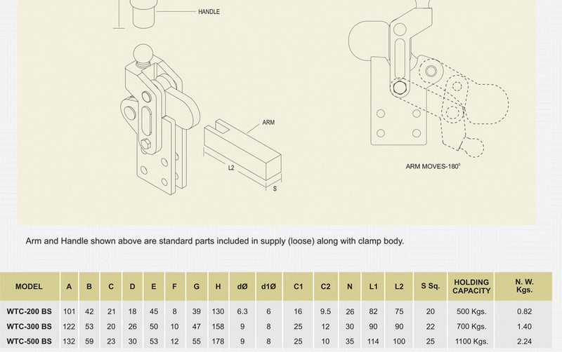 Heavy Duty Weldable Toggle Clamp - Modular Design  - Base Straight