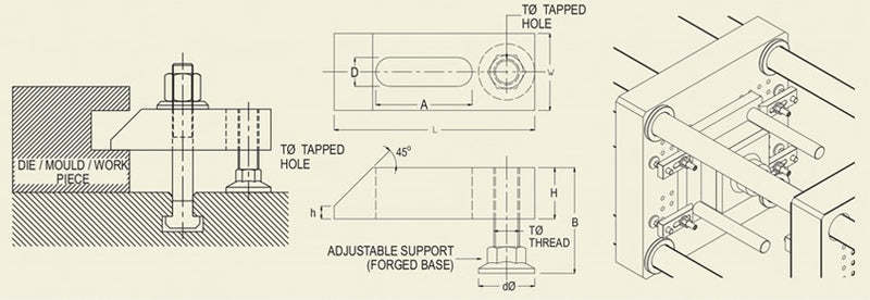 Tapped End Clamp - With Adjustable Support : TTUC